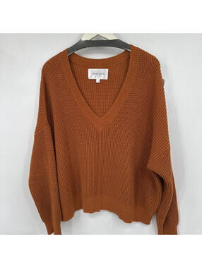 Women's Tradlands Cotton V-Neck Rust Orange Sweater XL